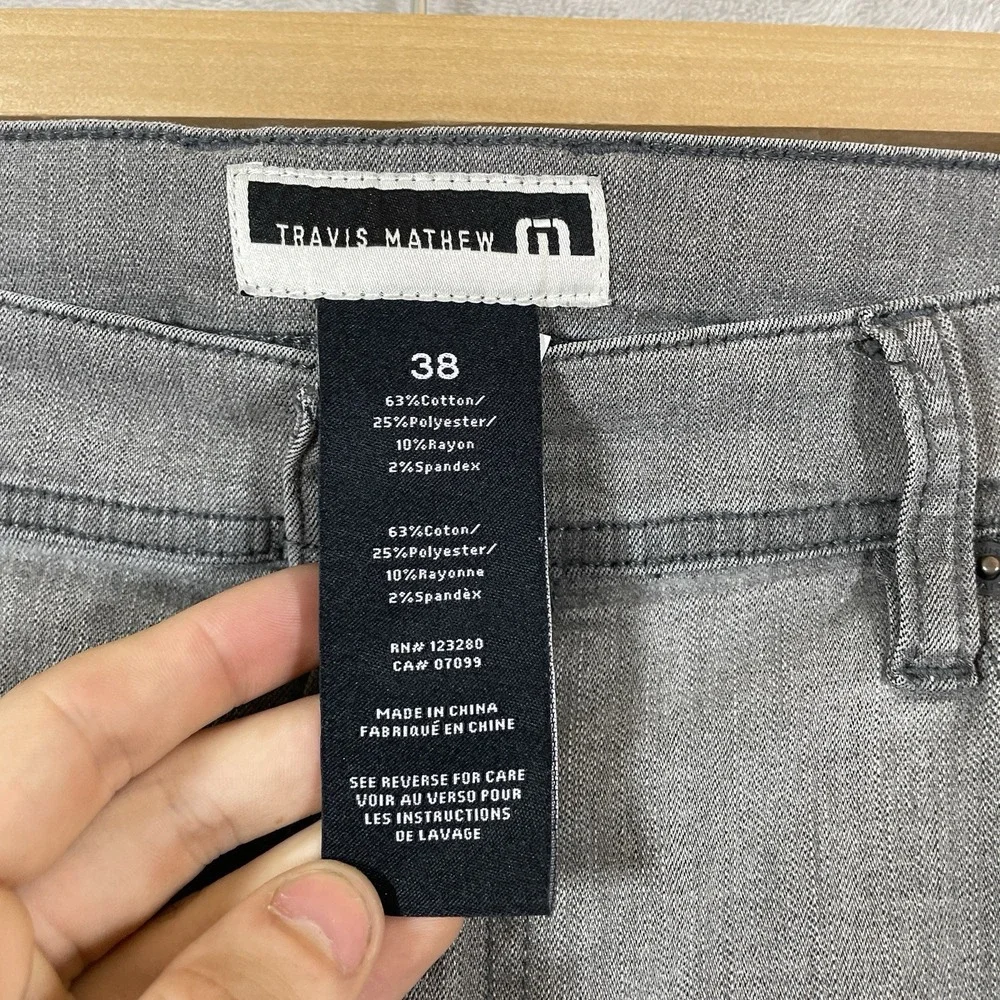 Travis Mathew Legacy Featherweight Stretch Jeans 38x32 Gray Faded Color